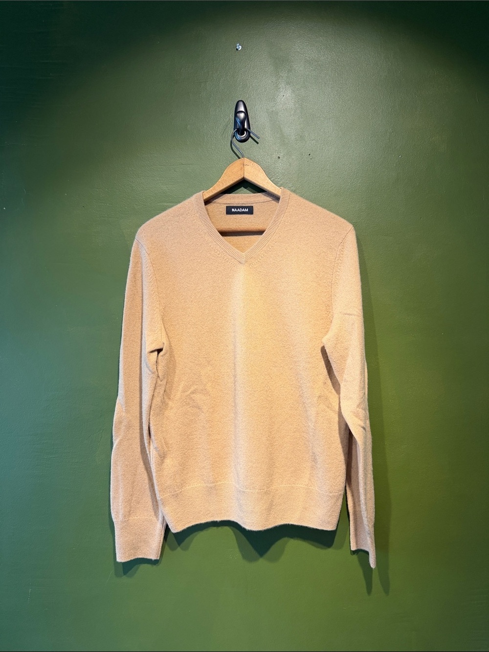 NAADAM Men's V-Neck Sweater in Light Beige